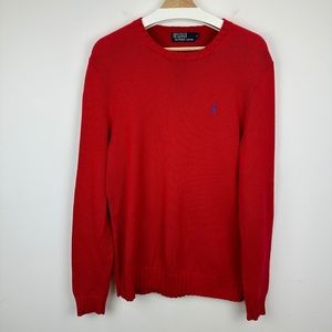Vintage Polo Ralph Lauren Mens Sweater Crewneck Red Pony Logo Medium Long Sleeve